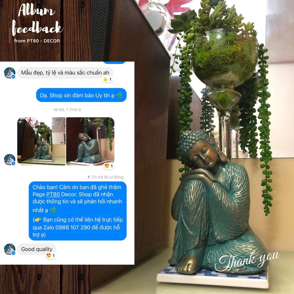 [FREESHIP] Tượng Phật An Nhiên PT80 màu đồng ánh xanh, thần thái sắc nét decor không gian phong thủy, sân vườn