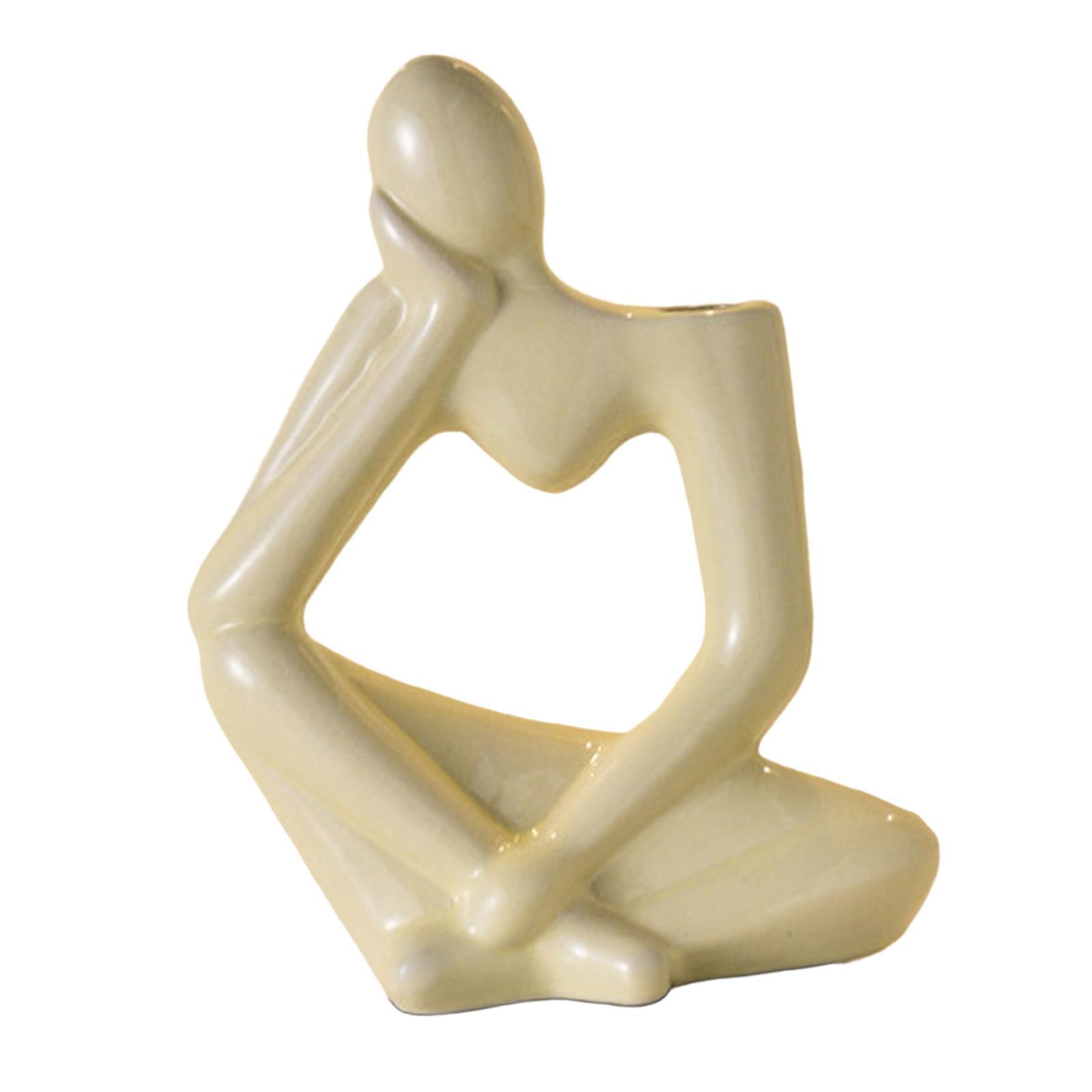 Thinker Statue Ceramic Vase Figurine Craft for Home Living Room Cabinet