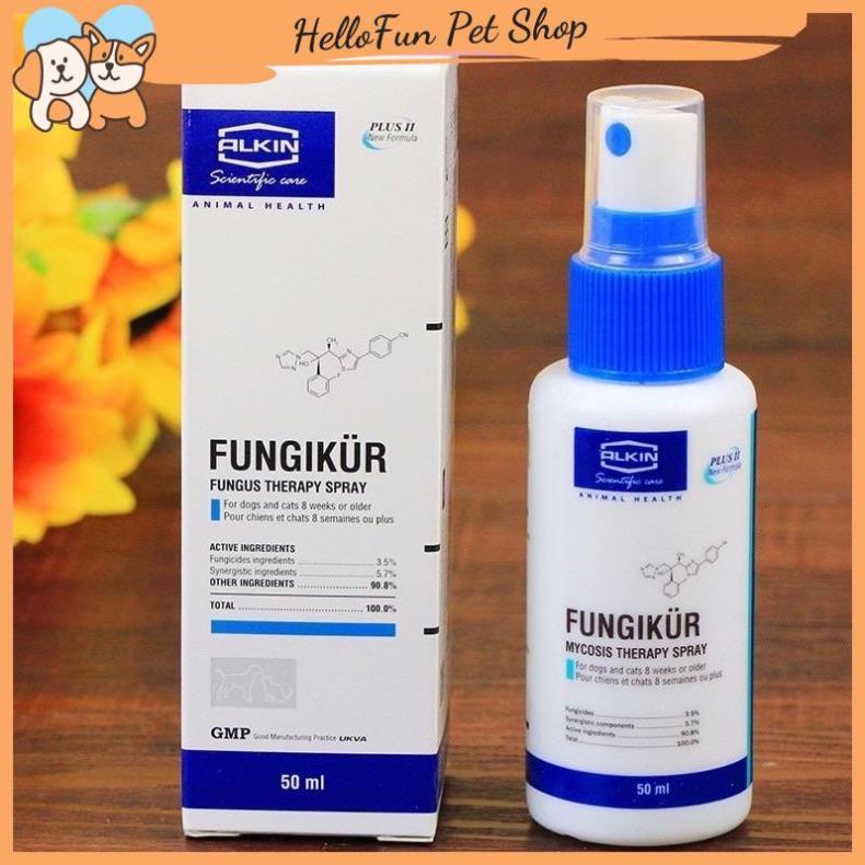 Xịt nấm ngứa, ve rận, ghẻ ngứa và viêm da cho chó mèo Fungikur (50ml)