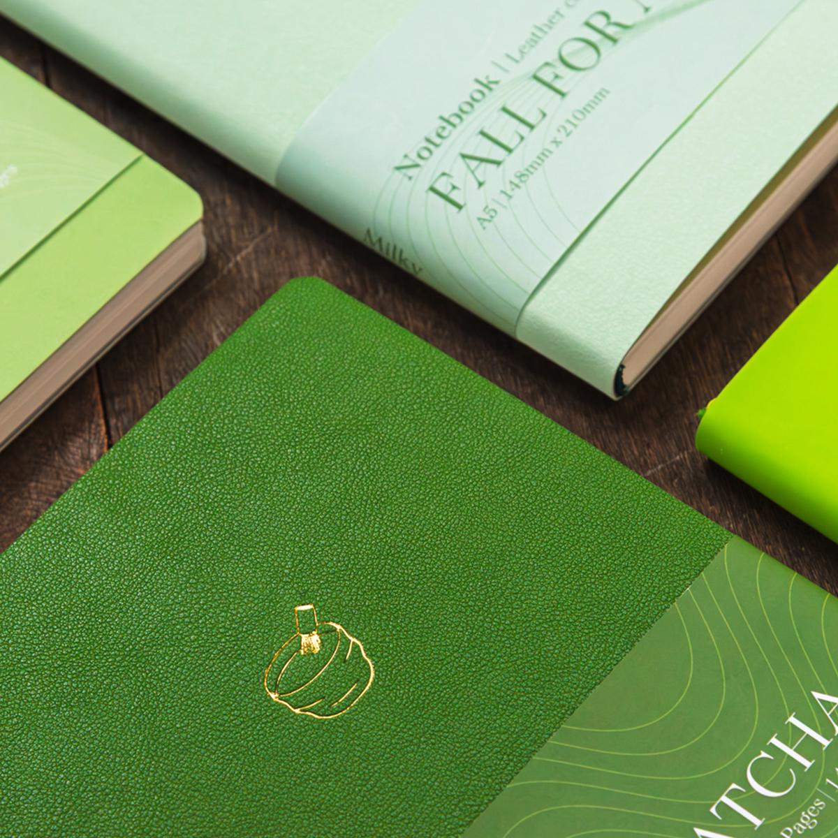 Sổ Bìa Da Mềm - Fall For Matcha A5 - Kẻ Caro - 144 Trang 100gsm - The Sun - Milky Matcha