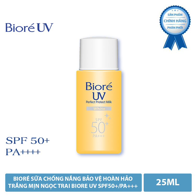 Bioré Sữa Chống Nắng Bảo Vệ Hoàn Hảo TRẮNG MỊN NGỌC TRAI Biore UV SPF50+/PA+++ 25ML