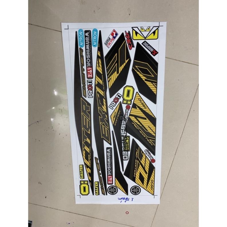 Tem rời exciter 150 dán xe xám bảo hành màu sắc vĩnh viễn