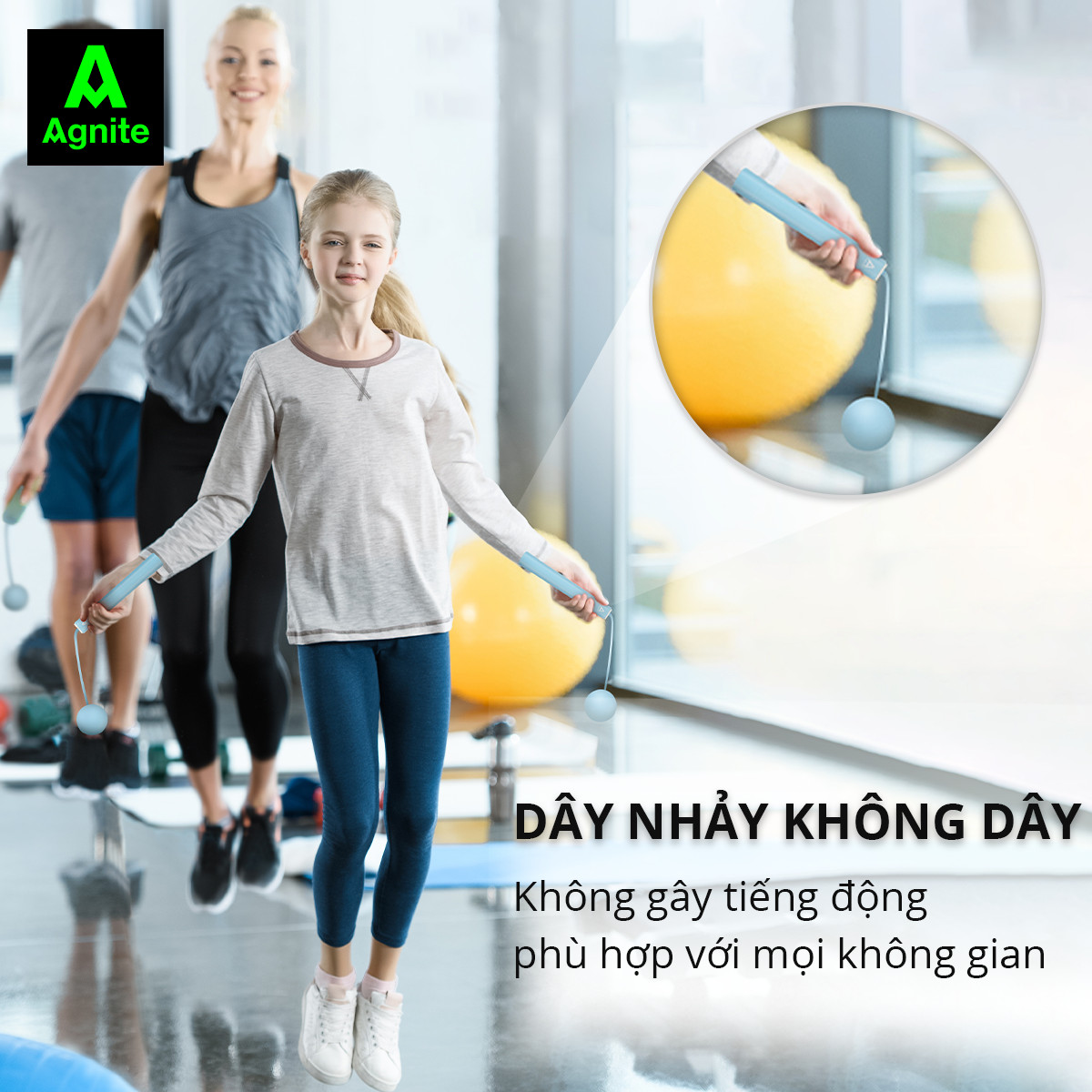 Dây Nhảy Thể Dục Thể Thao 2.8M  Không Dây/Có Dây Điều Chỉnh Độ Dài 2 trong 1 Agnite - YOGA Gym, Hỗ Trợ Luyện Tập Thể Dục Tại Nhà, Giảm Cân , Phù Hợp Mọi Không Gian, Màu Sắc Đa Dạng - Hàng Chính Hãng - F4143