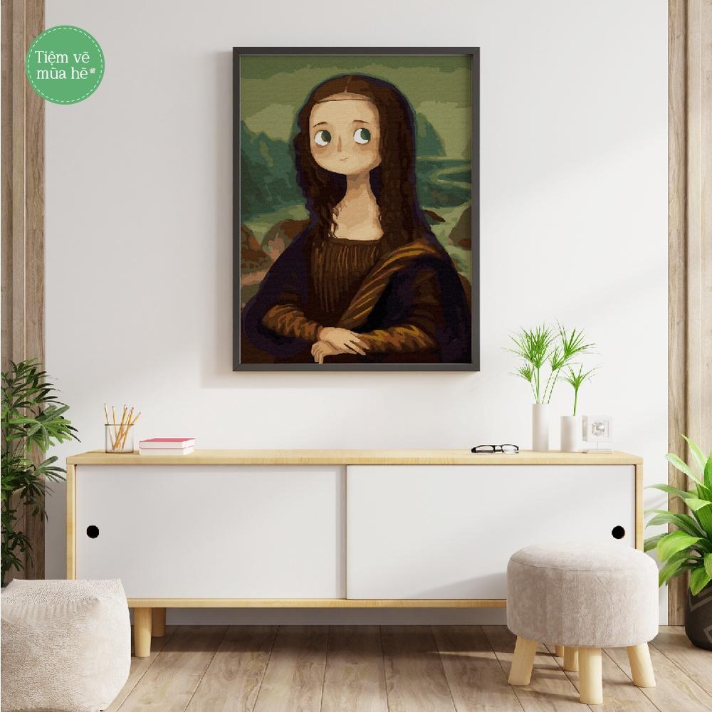 Tranh tô màu theo số Chibi Mona Lisa đã căng khung 40x50cm