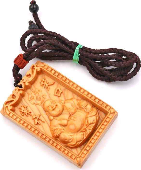 Vòng cổ mặt - gỗ hoàng đàn - khắc Phật Di lặc MG21