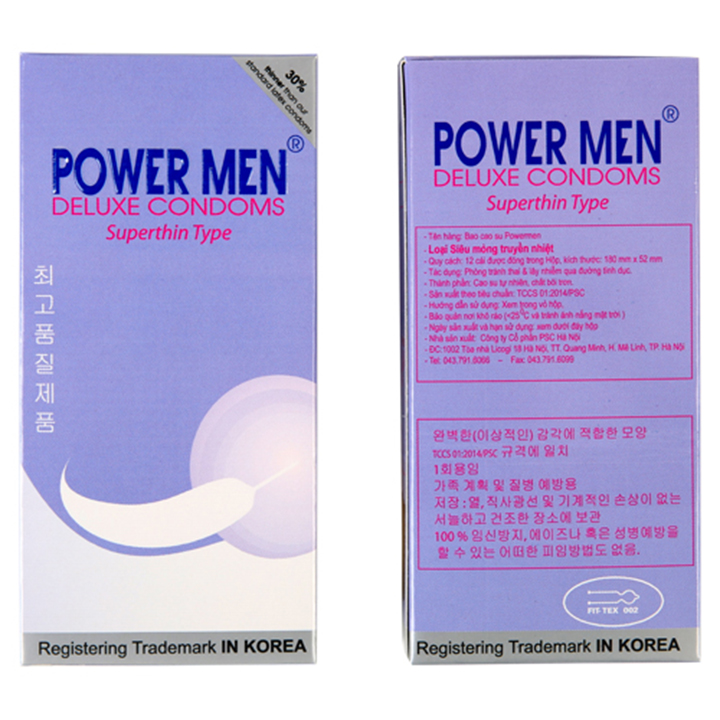 Bao cao su siêu mỏng Power Men Superthin Type Hộp 12 chiếc - Che tên sản phẩm