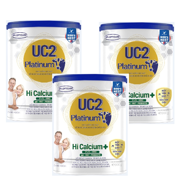 Combo 3 lon Sữa bột UC2 Platinum Hi Calcium+ lon 800g (bổ sung sữa non 24h và bột tổ yến)