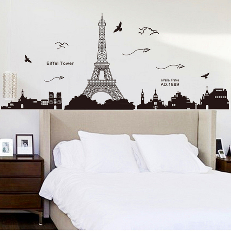 Decal dán tường thành phố Paris và tháp Eiffel xinh đẹp của nước pháp ZOOYOO KK049