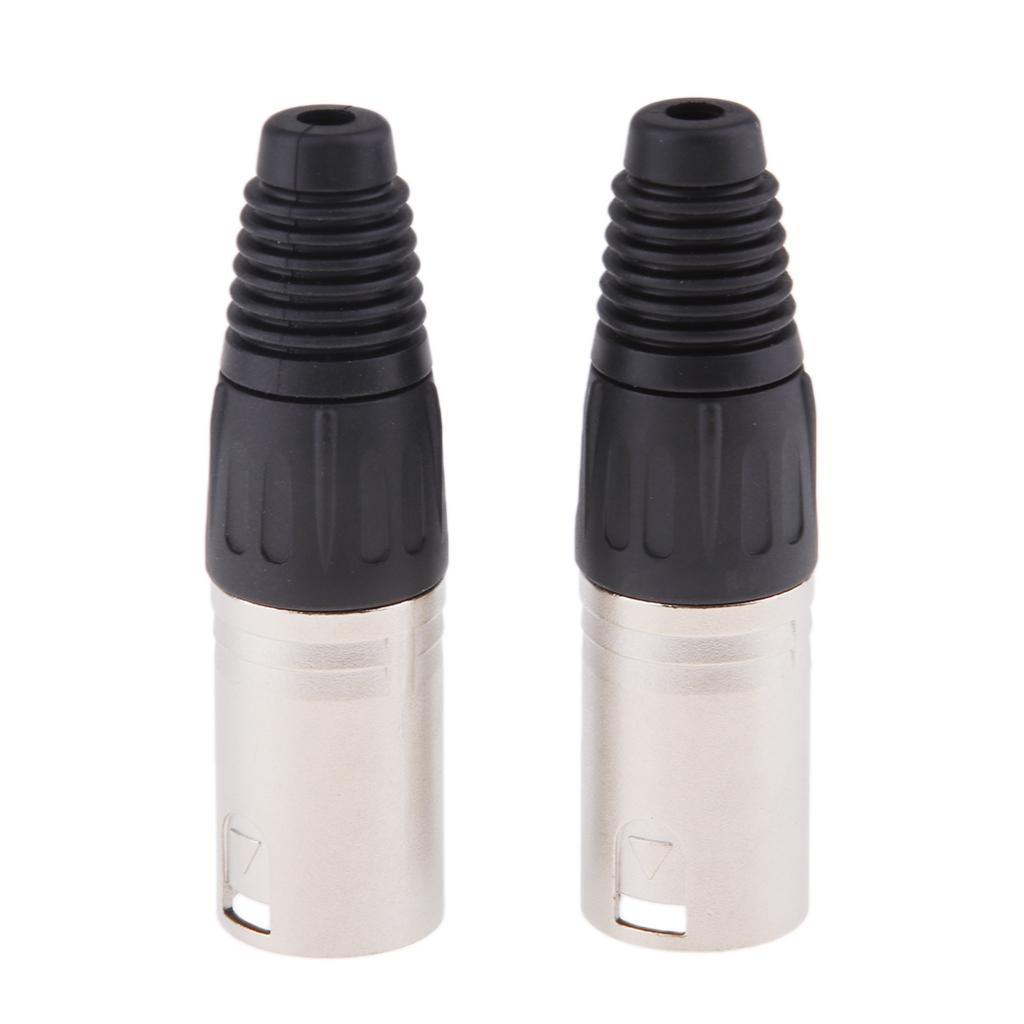 2Pieces Metal 4-Pin Male Microphone XLR Plug Adapter