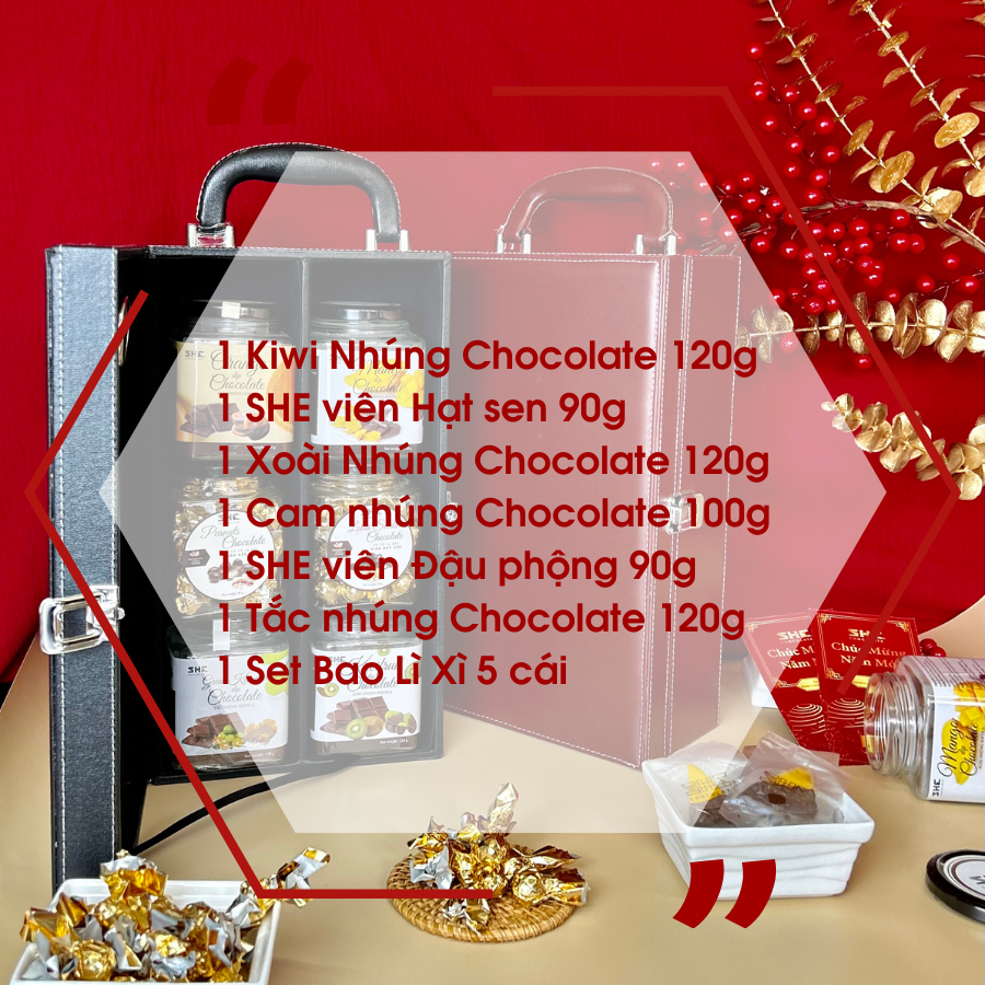 [Mứt Tết 2023] Bộ quà Phú Quý Đen VI - SHE Chocolate  - Quà Tặng Doanh Nghiệp , Người Thân Tết 2023