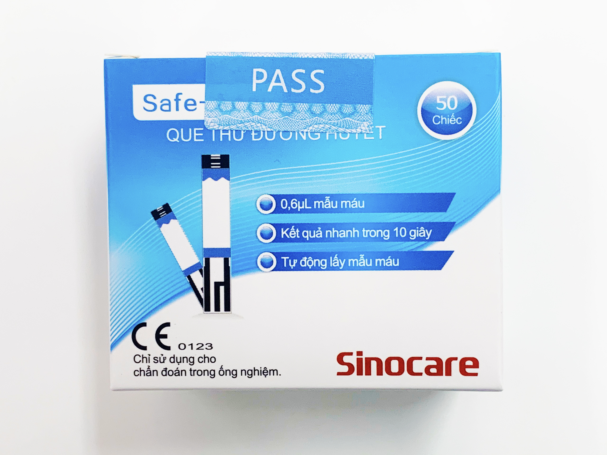 Combo Hộp 50 que thử đường huyết và 50 kim lấy máu cho máy đo đường huyết Sinocare Safe - Accu