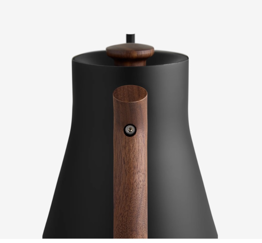 Ấm rót nước điện Fellow Stagg EKG  0.9L | Thép không gỉ | Đun sôi tức thời | Màu Matte Black Tay Cầm Gỗ Walnut - [ Hàng chính hãng ]
