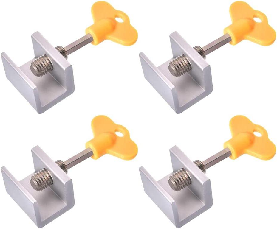 Khóa cửa sổ trượt 4 miếng Chặn cửa trượt Khóa cửa sổ có thể điều chỉnh Nút chặn cửa trượt có thể điều chỉnh Khóa cửa trượt bằng hợp kim nhôm An ninh cửa sổ