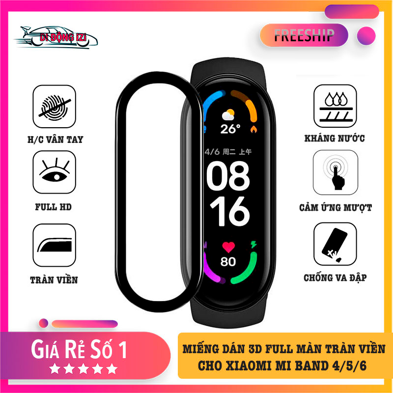 Bộ Miếng Dán 3D Full Màn Tràn Viền Cho Mi Band 8/7/6/5/4 - Cứng Hơn, Dày Hơn, Bảo Vệ Mặt Đồng Hồ Trọn Vẹn Hơn