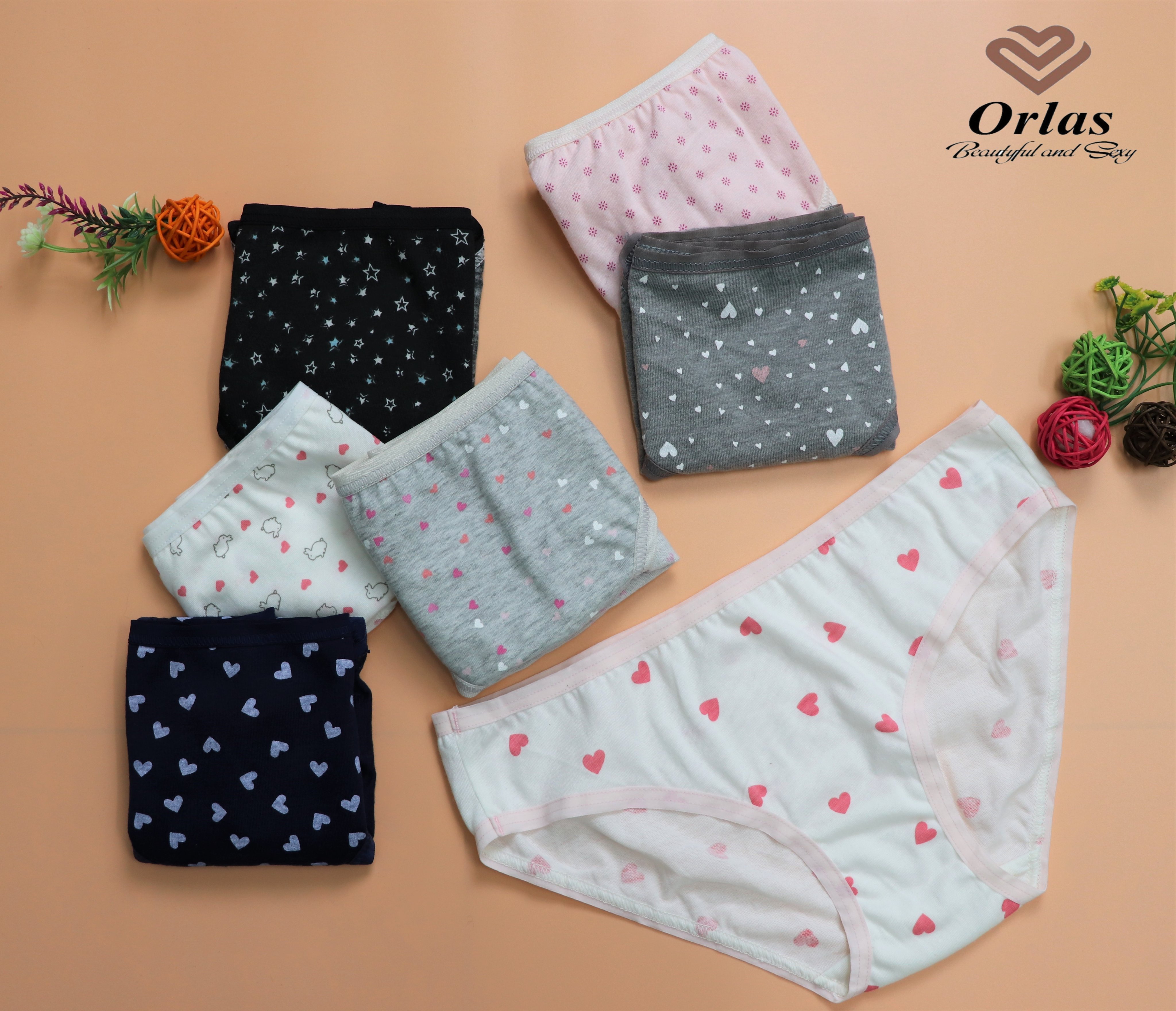 Combo 10 quần lót nữ cotton hoạ tiết dễ thương Orla 2702 