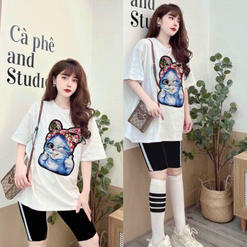 Bộ đồ thể thao nữ phối hoạ tiết mèo kim sa