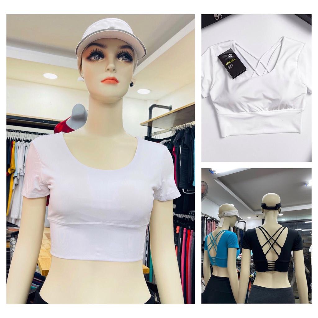 Áo CroptopTập Gym, Yoga Đan Lưng Tay Ngắn CH091