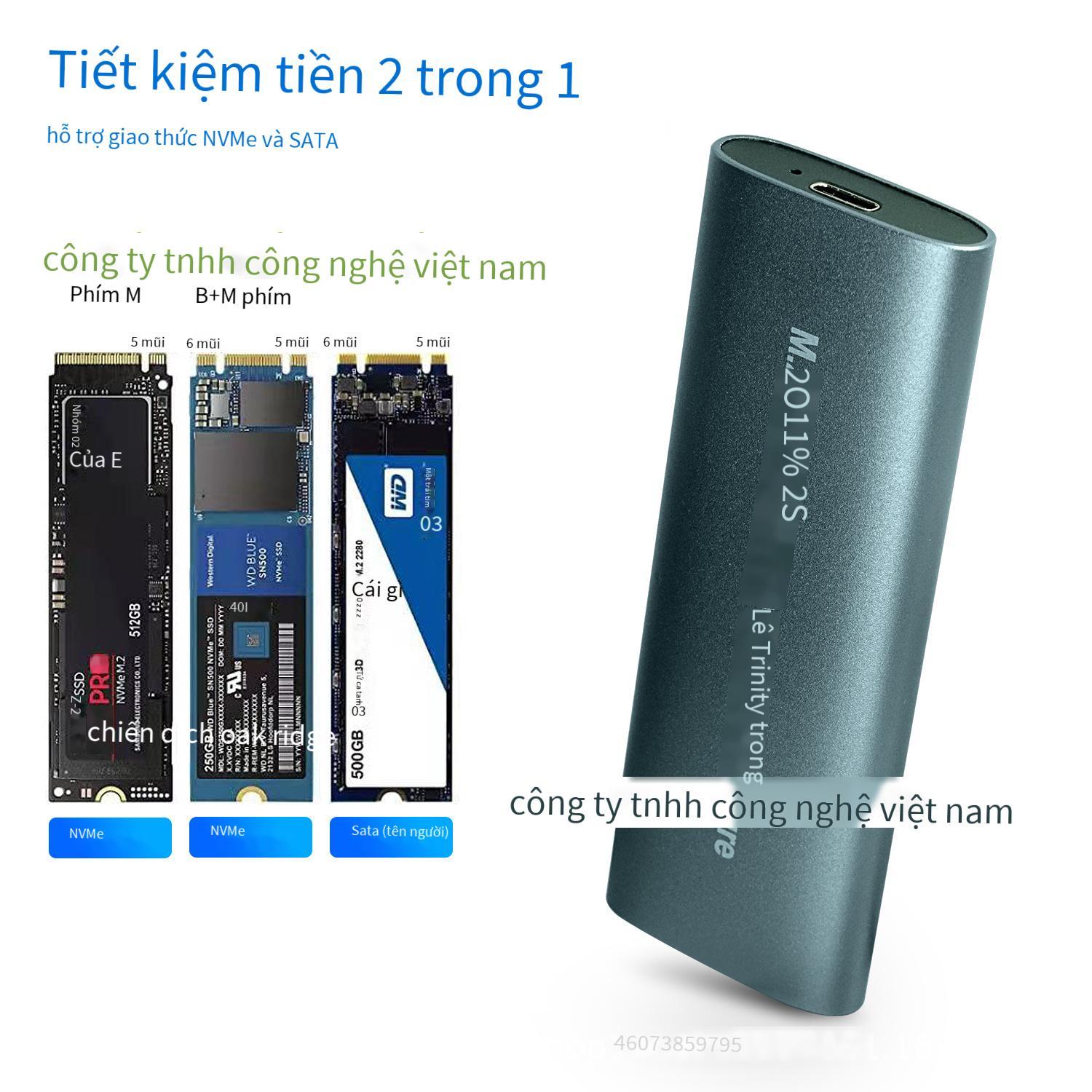 Hộp đĩa cứng M.2 giá thấp nhất Hộp đĩa cứng đa năng giao thức kép giao thức kép PCIe NVMe và NGFF SATA tốc độ cao 10Gbps