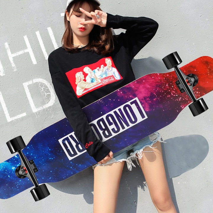 Ván Trượt Người Lớn Skateboard, Mặt Nhám Bánh PU Phát Sáng + Trục Hợp Kim Nhôm