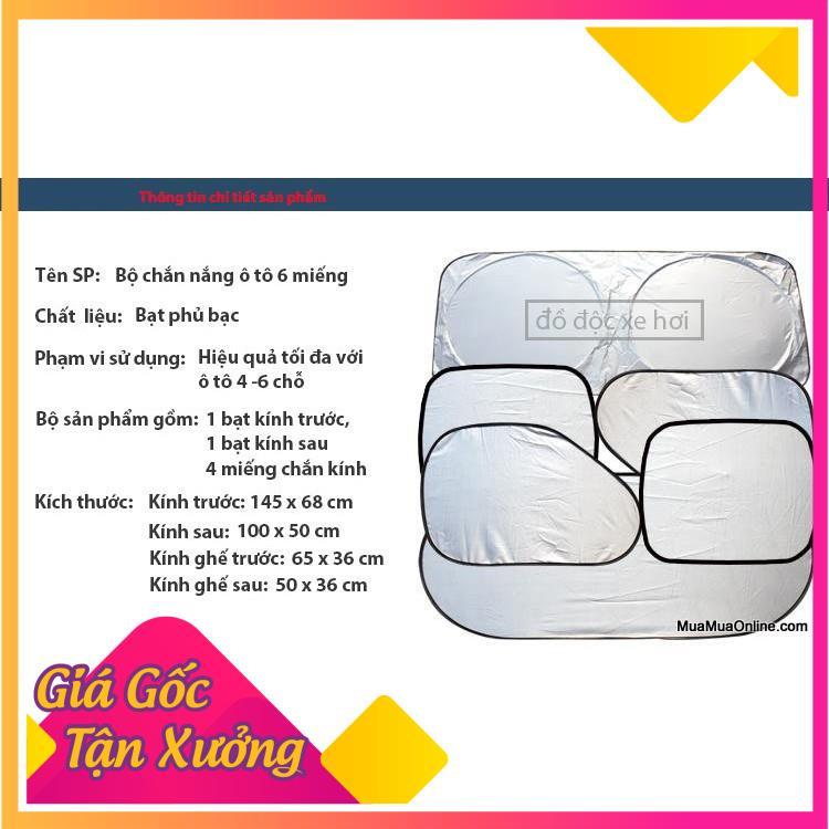 Combo 6 Miếng Che Nắng Xe Hơi Xếp Gọn Cao Cấp TP'S