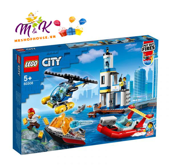 Đồ Chơi Lắp Ráp LEGO Trạm Cảnh Sát Tuần Tra  &amp; Cứu Hỏa Biển 60308 Cho Bé Trên 5 Tuổi