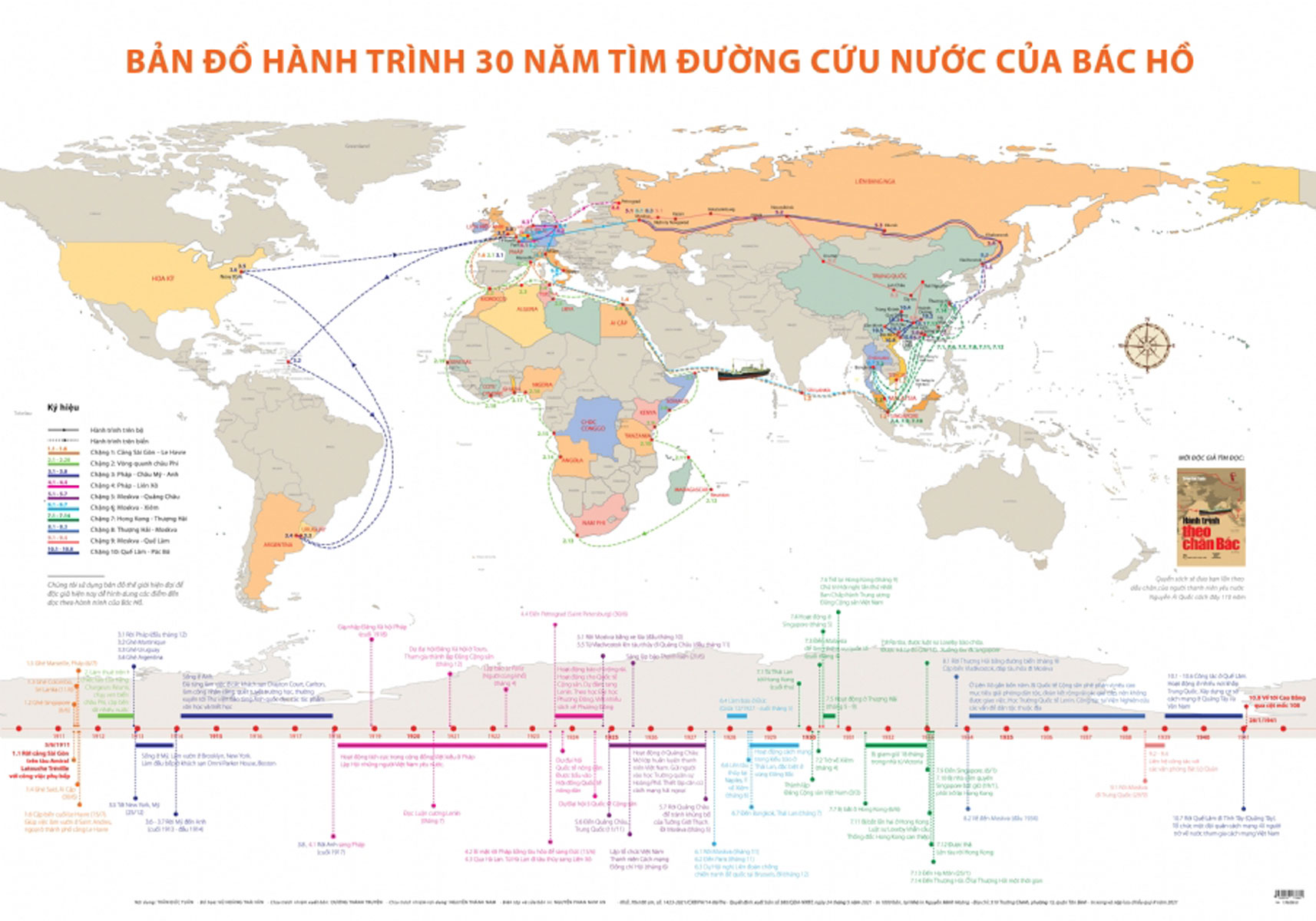 Combo Hành Trình Theo Chân Bác + Bản Đồ Hành Trình 30 Năm Tìm Đường Cứu Nước Của Bác Hồ _TRE