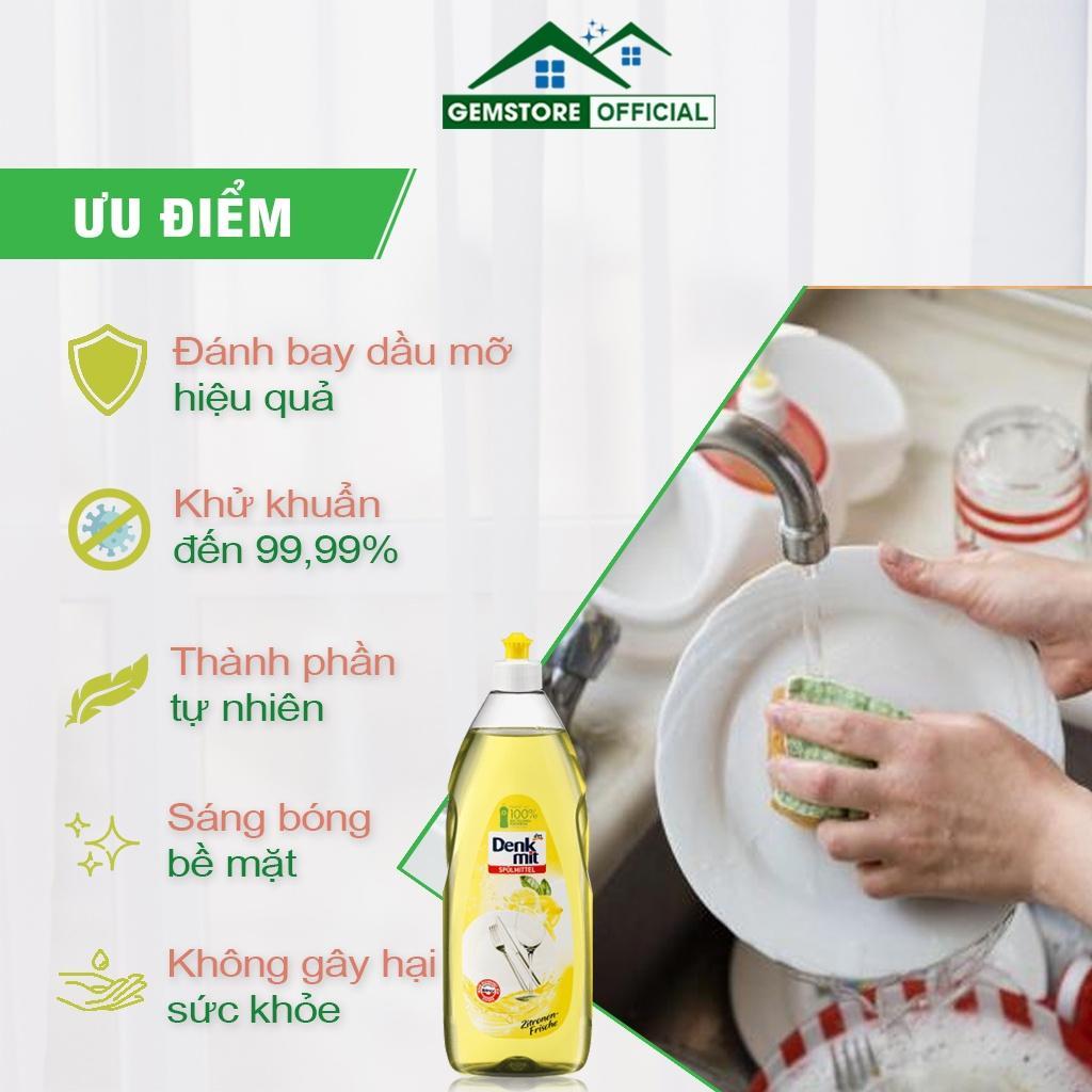Nước Rửa Chén Bát Đa Năng Denkmit, Dung Dịch Rửa Bát Đĩa, Dung Tích 1L, Hương Chanh, Nhập Đức
