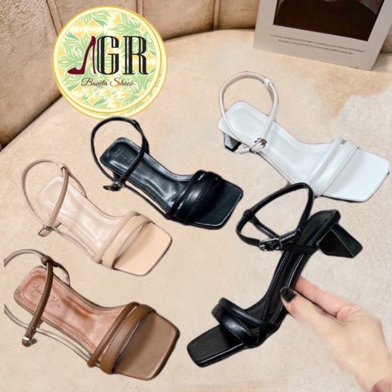 Sandal 2 quai dây phối da mềm gót dẹp 5 cm