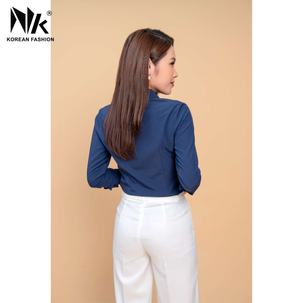 Áo Sơ Mi Nữ Trơn Công Sở Tay Dài, Chất Liệu Vải Hàn Cao Cấp, Đồng Phục Công Sở Nữ NKSM2010011