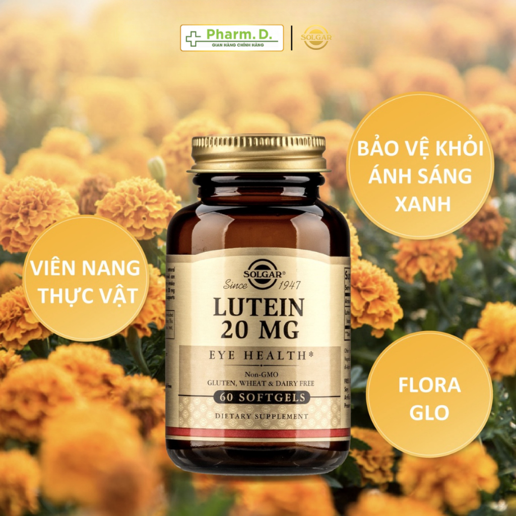 Viên Uống Bổ Mắt, Bổ Sung Lutein, Tăng Cường Thị Lực, Solgar Lutein 20mg