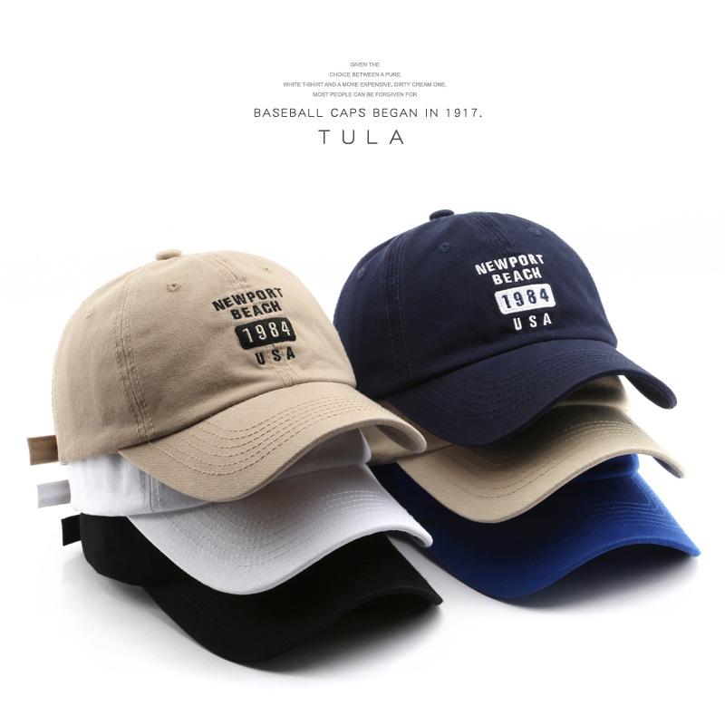 1984 Retro nam và nữ Cotton Mũ bóng chày Street Lettered thêu Retro Flat Caps Solid Black and White hip hop Color: Navy Blue Size: 56-58CM