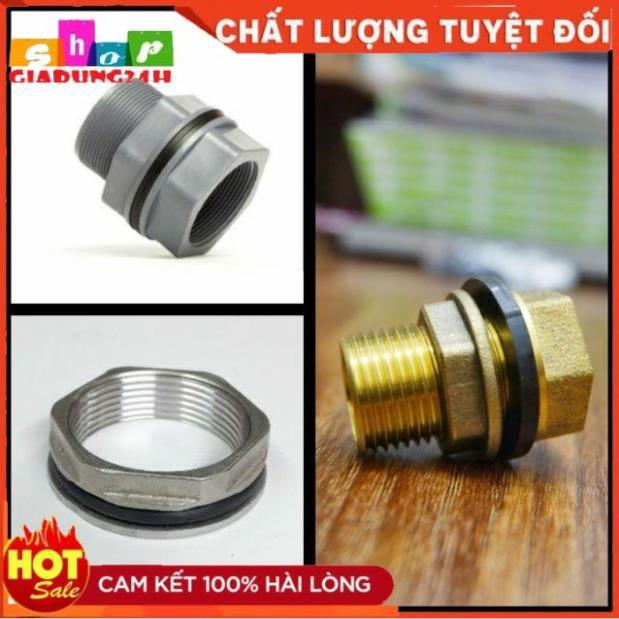 Rốn, Ốc Ren Bồn Nước, Téc Nước Inox, Đồng, Nhựa 21, 27, 34, 42, 48