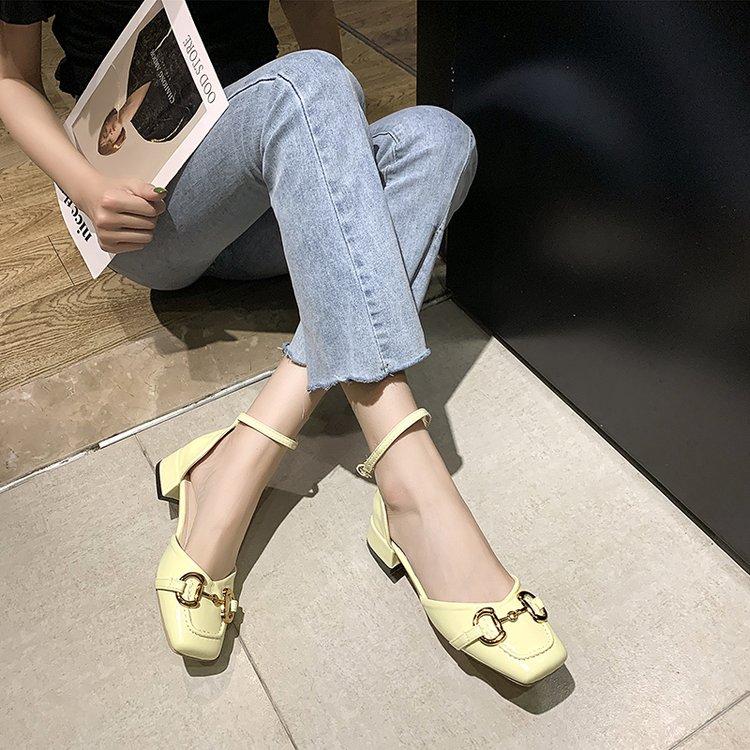 Fashion Metal Line Buckle High Heel Sandals for Women