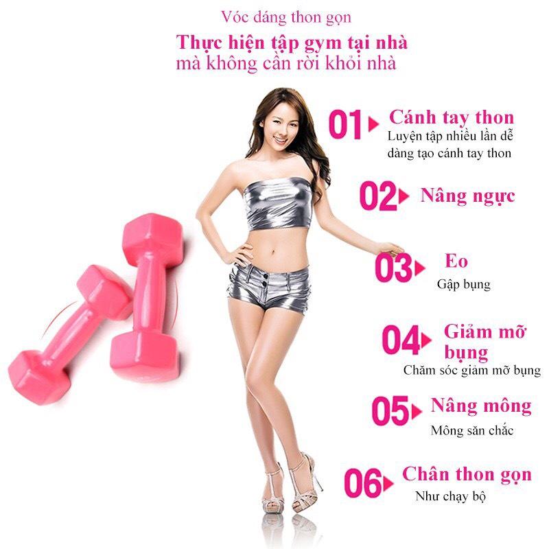 Tạ tay nữ 1kg-6kg lõi gang đặc bọc cao su tập gym,yoga chống trơn trượt, xước vỡ sàn Nhà(giao màu ngẫu nhiên)