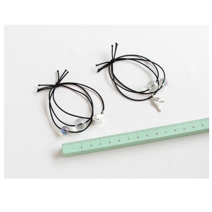 Dây cột tóc thun cột tóc đen gắn charm họa tiết thủy cung độc đáo dễ thương