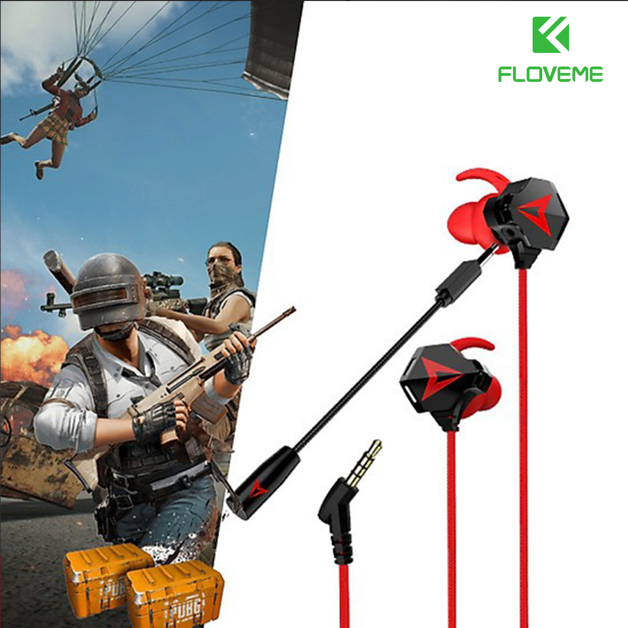 Tai nghe có dây gaming có mic FLOVEME G901 dùng được cho điện thoại và máy tính , khử tiếng ồn - Hàng chính hãng