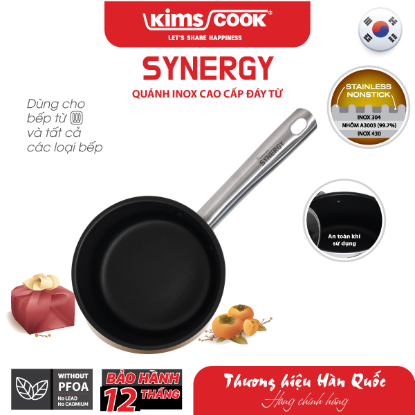 Quánh Synergy đáy từ inox 2 lớp chống dính Kims Cook