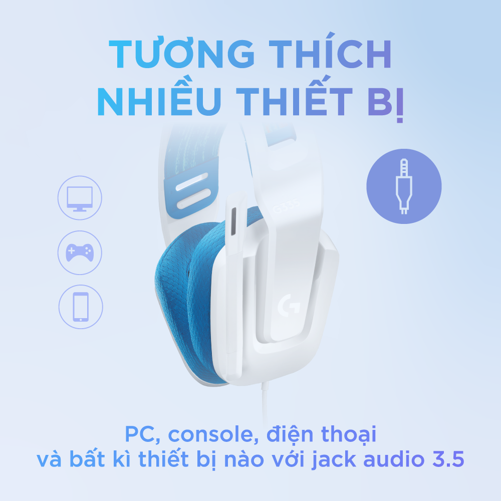 Tai Nghe game có dây Logitech G335 - Mic gập để Mute, Jack 3.5mm, Đệm tai Memory Foam, Nhẹ 240g, Tương thích PC/ PS4 PS5/ Xbox/ Nitendo - Hàng chính hãng