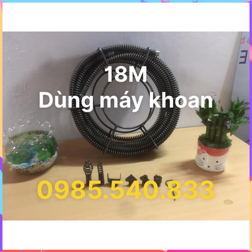 Dây thông tắc cống 18M, đánh bồn rửa bát, bồn cầu dùng cho máy khoan