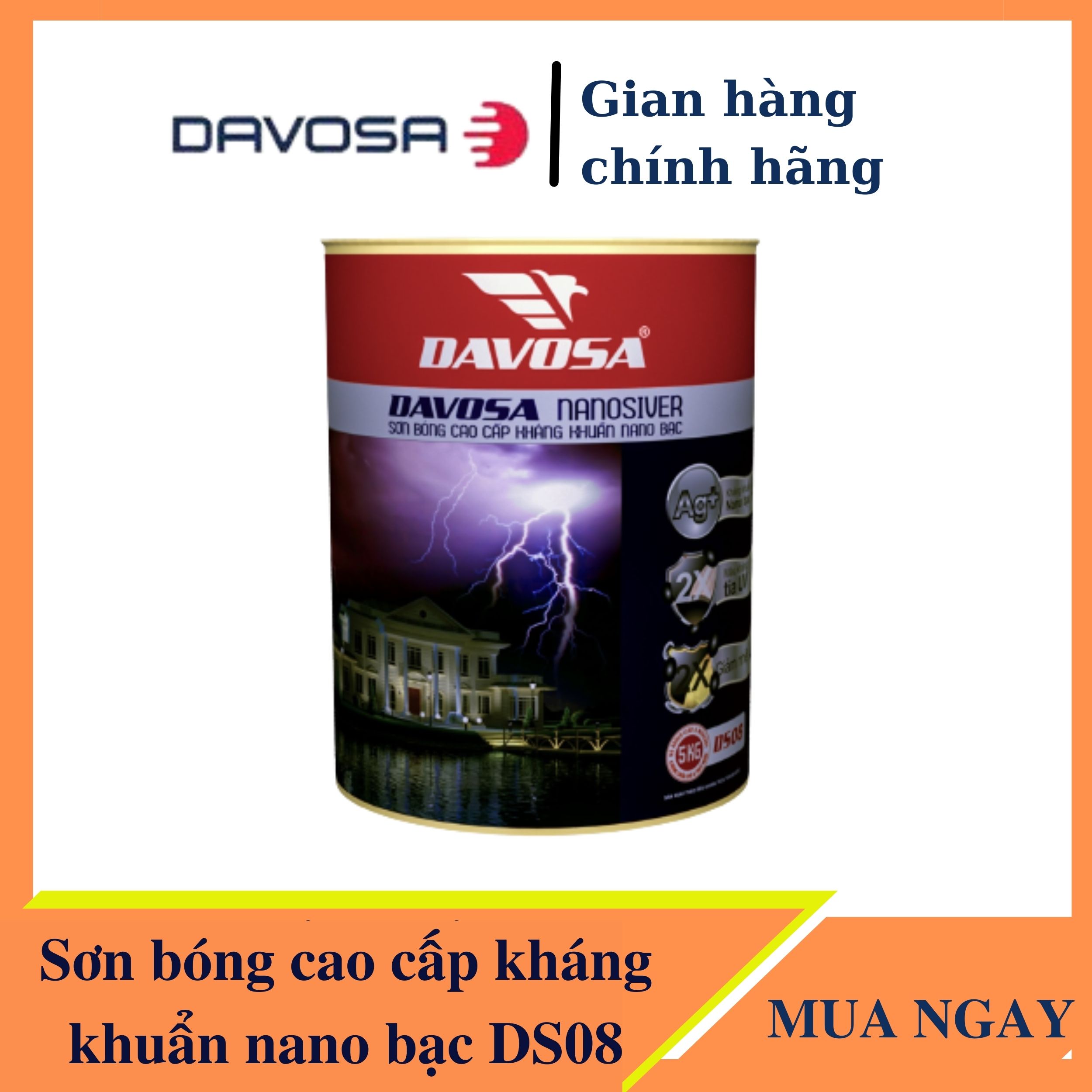 Sơn bóng cao cấp kháng khuẩn nano bạc DAVOSA DS08 (sơn ngoài trời)