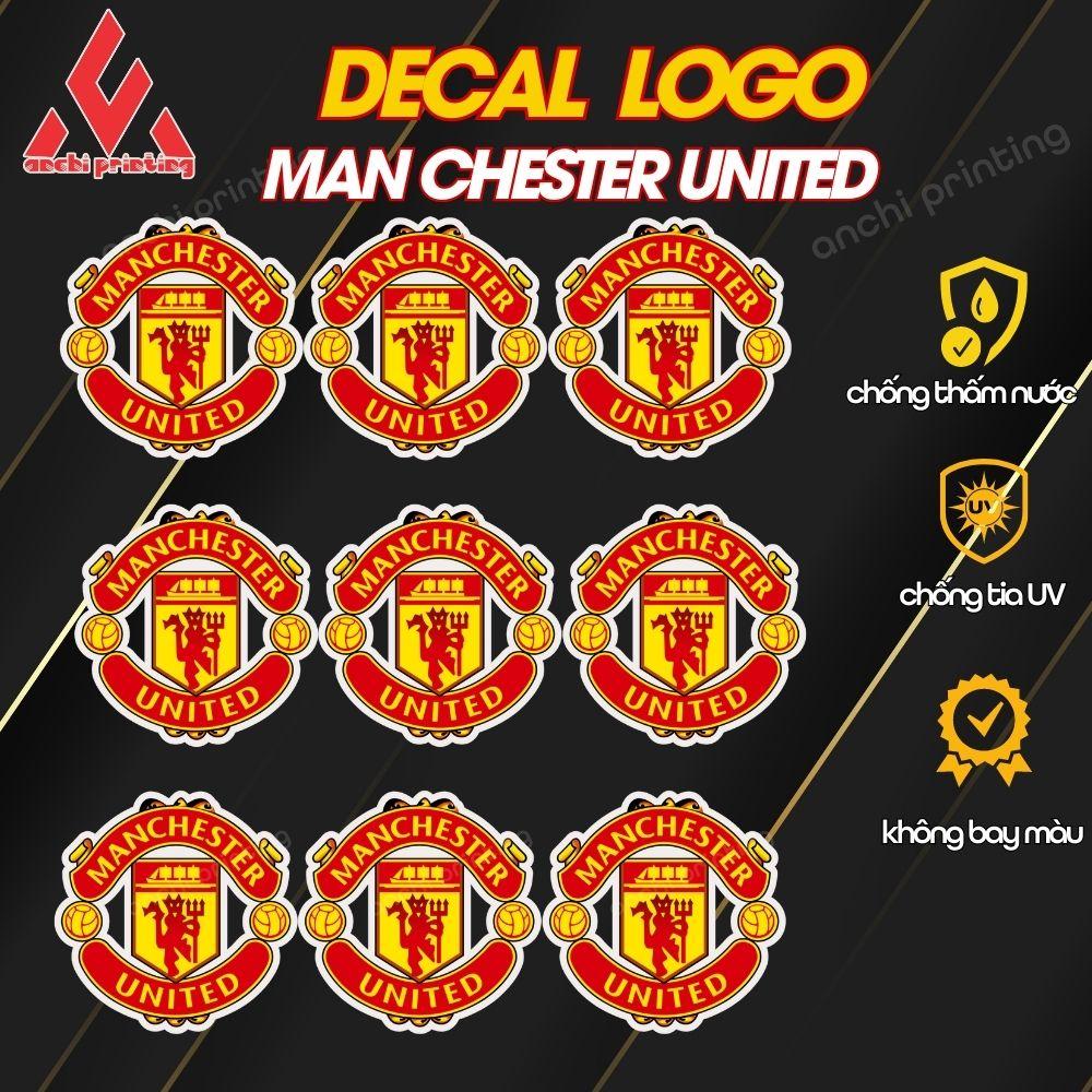 Combo 9 sticker logo decal CLB bóng đá MANCHESTER UNITED chất liệu chống nước dán laptop,mũ bảo hiểm - ANCHI PRINTING
