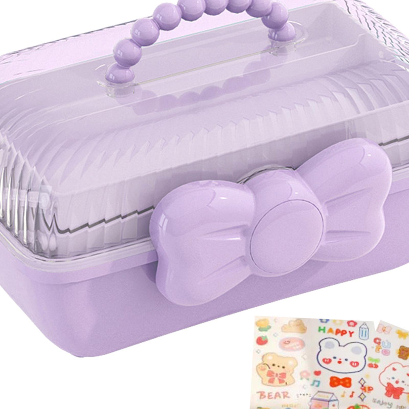 3 Layer Multipurpose Storage Box Hair Accessories Organizer for Girls, Portable Hair Bow Holder ,Cosmetics Supplies Storage Box for Hair Clips