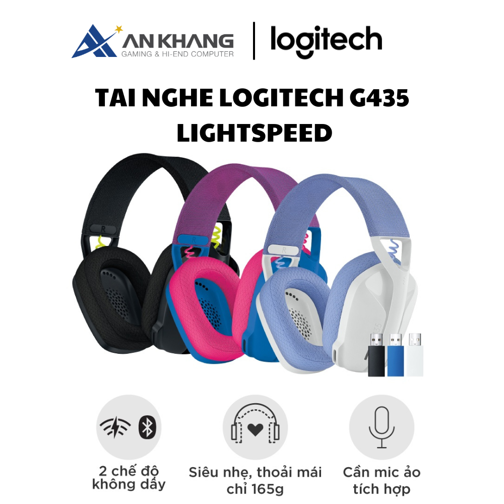 Tai nghe gaming Bluetooth và Lightspeed Logitech G435 – Mic ảo tích hợp - Hàng Chính Hãng - Bảo Hành 24 Tháng