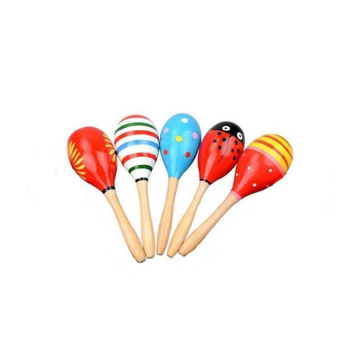 Combo 5 Đồ Chơi Âm Thanh Cho Trẻ Nhỏ Xúc Xắc Trứng Lục Lạc Bằng Gỗ Nhiều Màu
