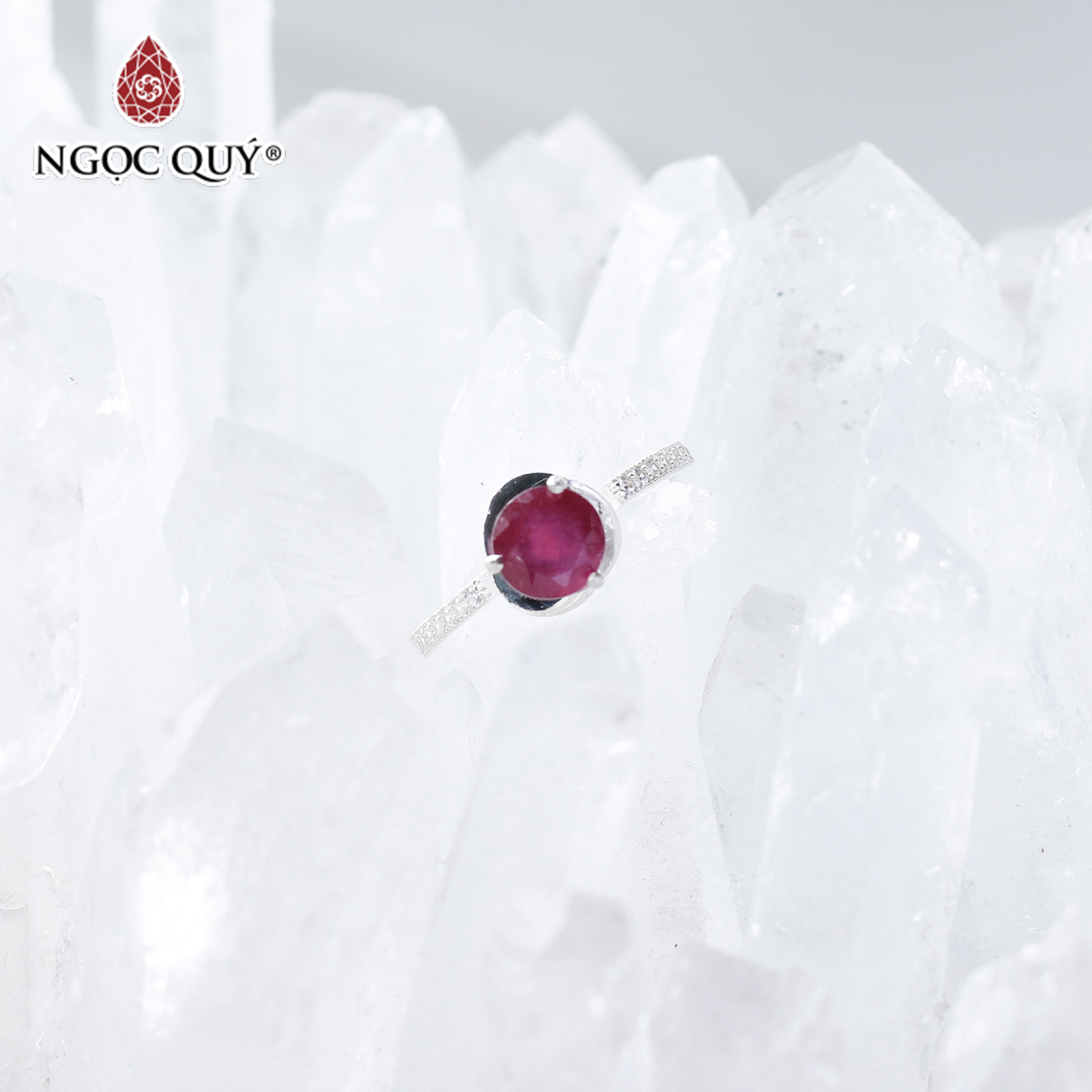 Hình ảnh Nhẫn bạc nữ đá Ruby mệnh hỏa, thổ - Ngọc Quý Gemstones