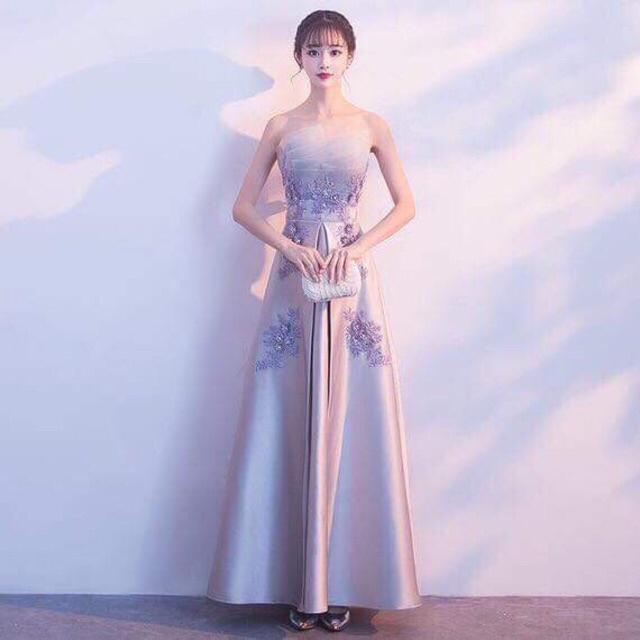 Đầm Maxi cúp xếp ly ngực kết hoa thêu nổi SANG TRỌNG - Size M L đến 58kgMM MM