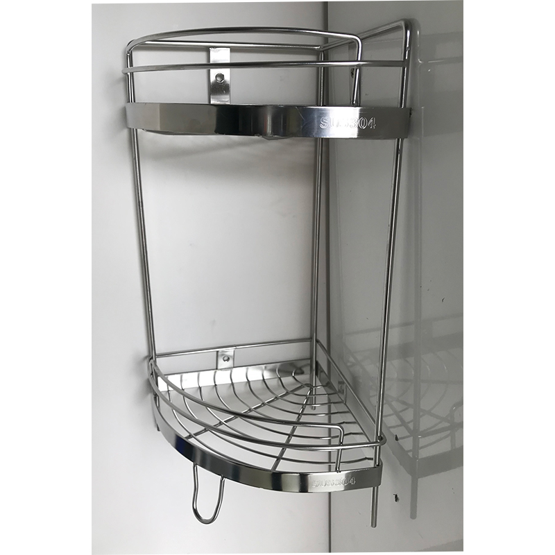 Kệ góc phòng tắm 2 tầng R20cm có chân đế - inox 304 không gỉ