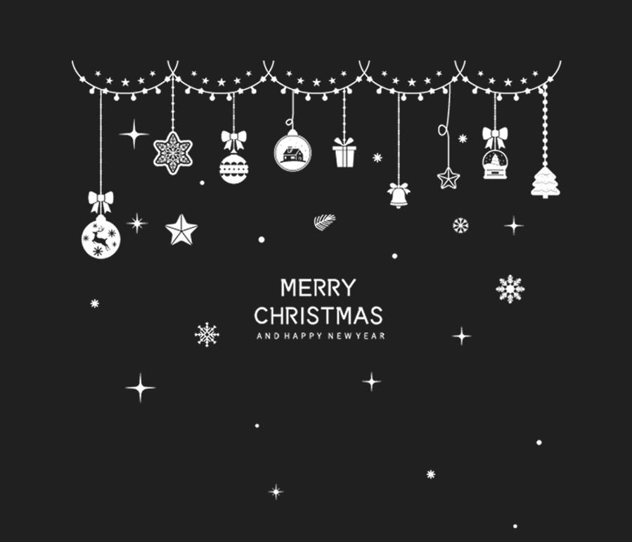Decal trang trí Noel hít tĩnh điện - Rèm phụ kiện mini trắng