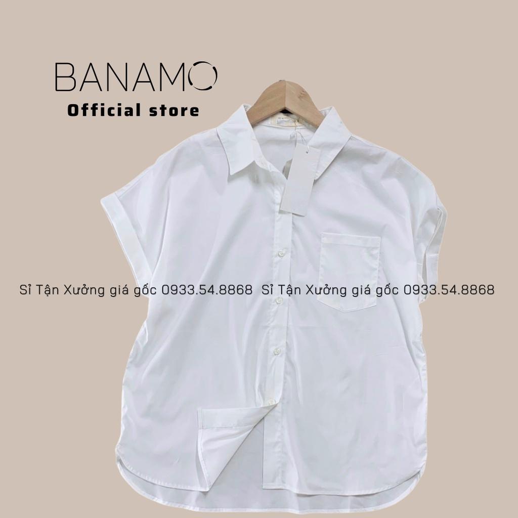 Áo sơ mi nữ tay hến phong cách công sở siêu đẹp thời trang Banamo Fashion sơ mi tay hến 3923