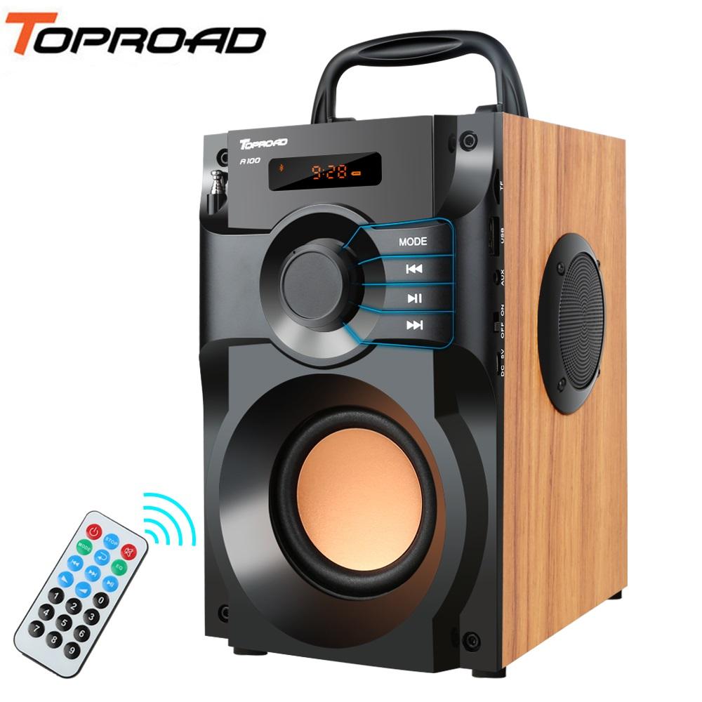 Toproad di động loa bluetooth stereo không dây stereo loa loa loa hỗ trợ FM radio tf aux usb điều khiển điều khiển từ xa Color: yellow